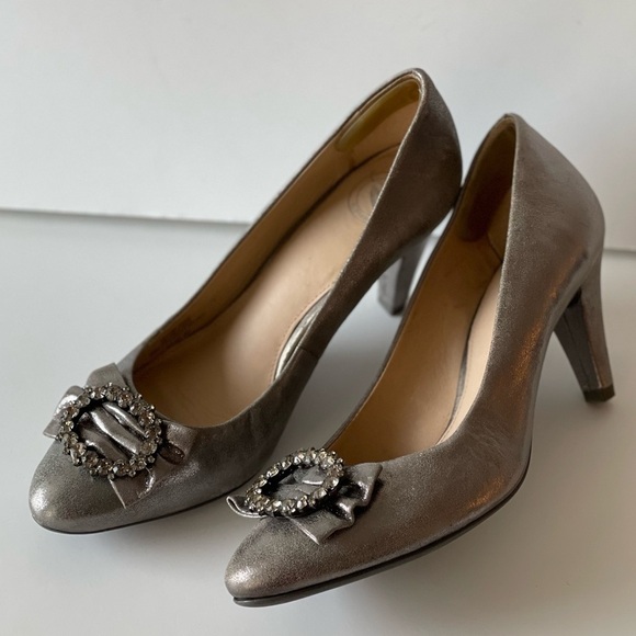 Nurture Julee Silver Gray Pumps Heels Rhinestone Bow Heels Shoes, Sz 8M - Picture 12 of 15